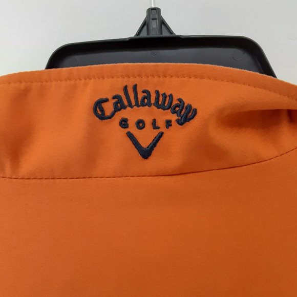 CALLAWAY MEN'S GOLF PULLOVER SHIRT | Size L | 1/4 Zip | Orange w/Black Stripe - Picture 3 of 14